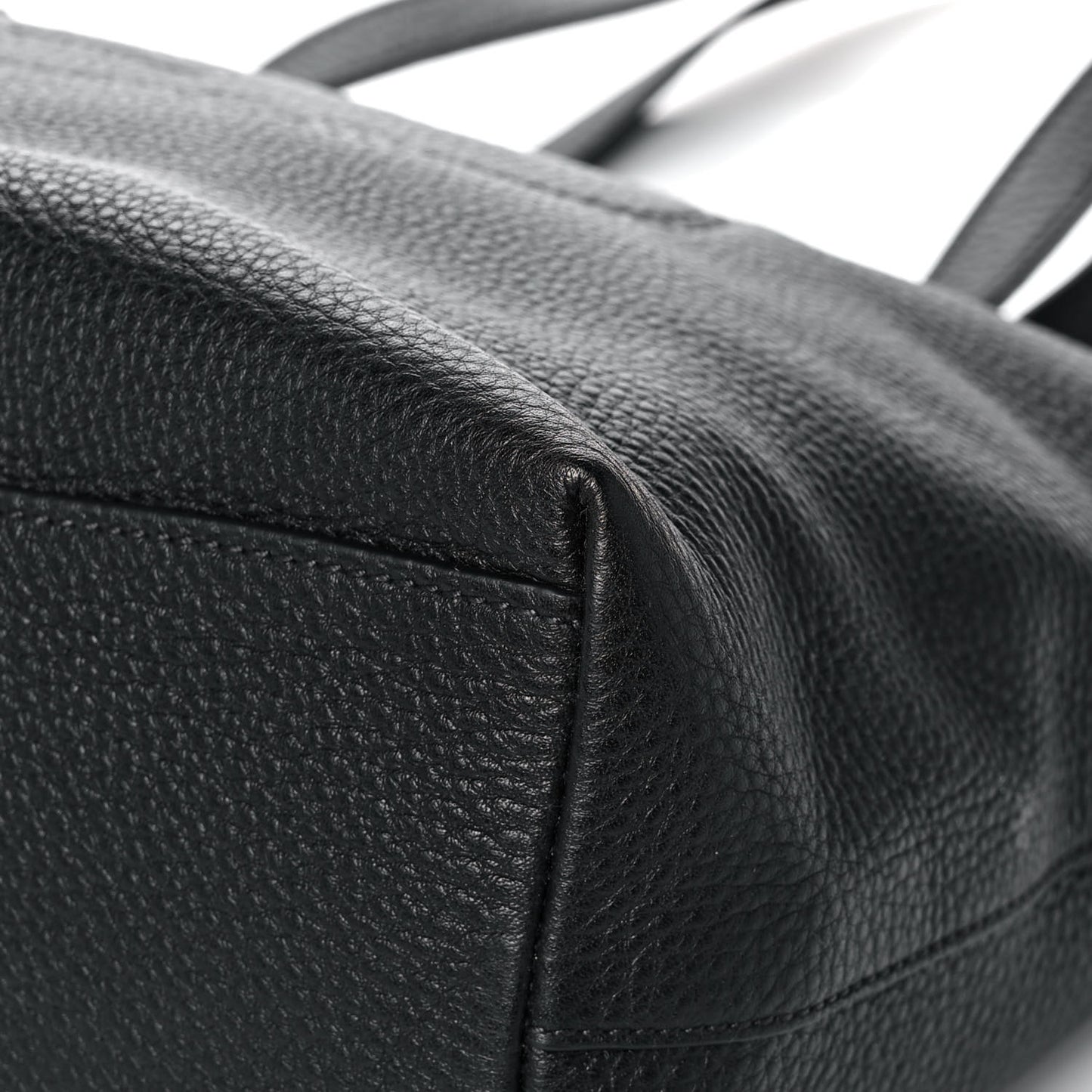 Vitello Daino Embossed Logo Tote Black