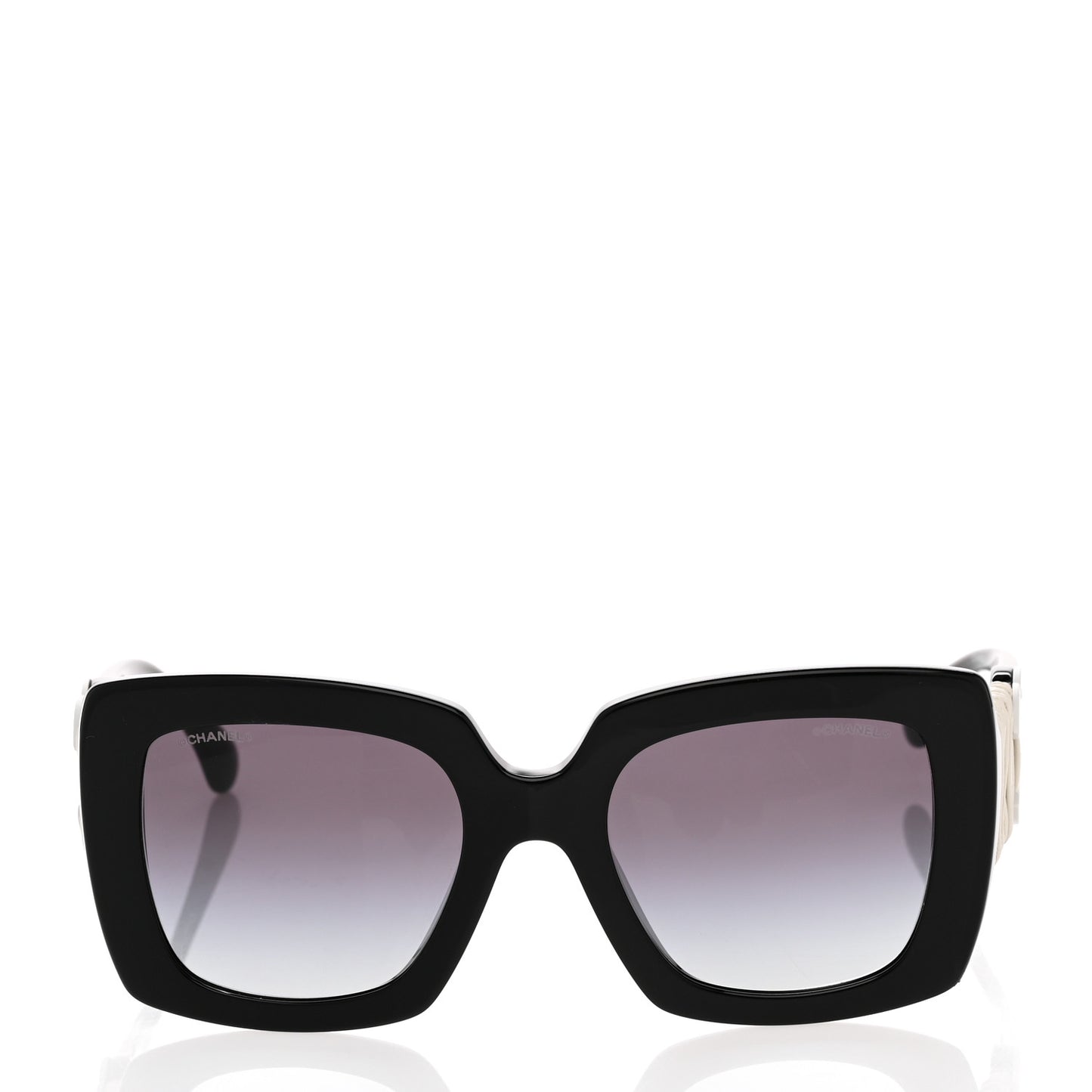 Acetate Calfskin Square Sunglasses 5474-Q-A Black White