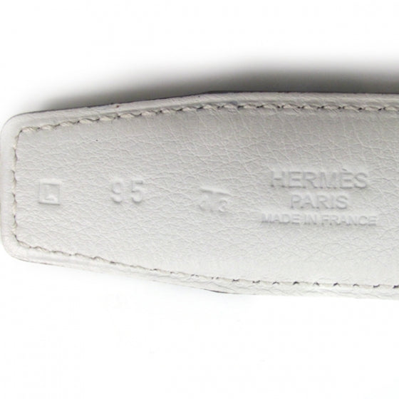 Hermes Swift Chamonix Reversible Belt Strap White/Turquoise 95 4 of 4