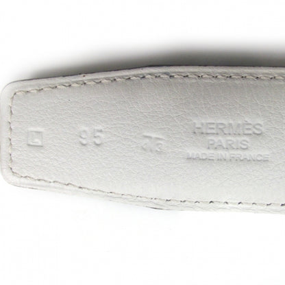 Hermes Swift Chamonix Reversible Belt Strap White/Turquoise 95 4 of 4