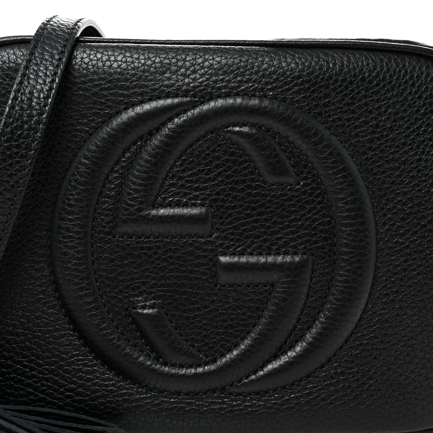 Pebbled Calfskin Small Soho Disco Bag Black