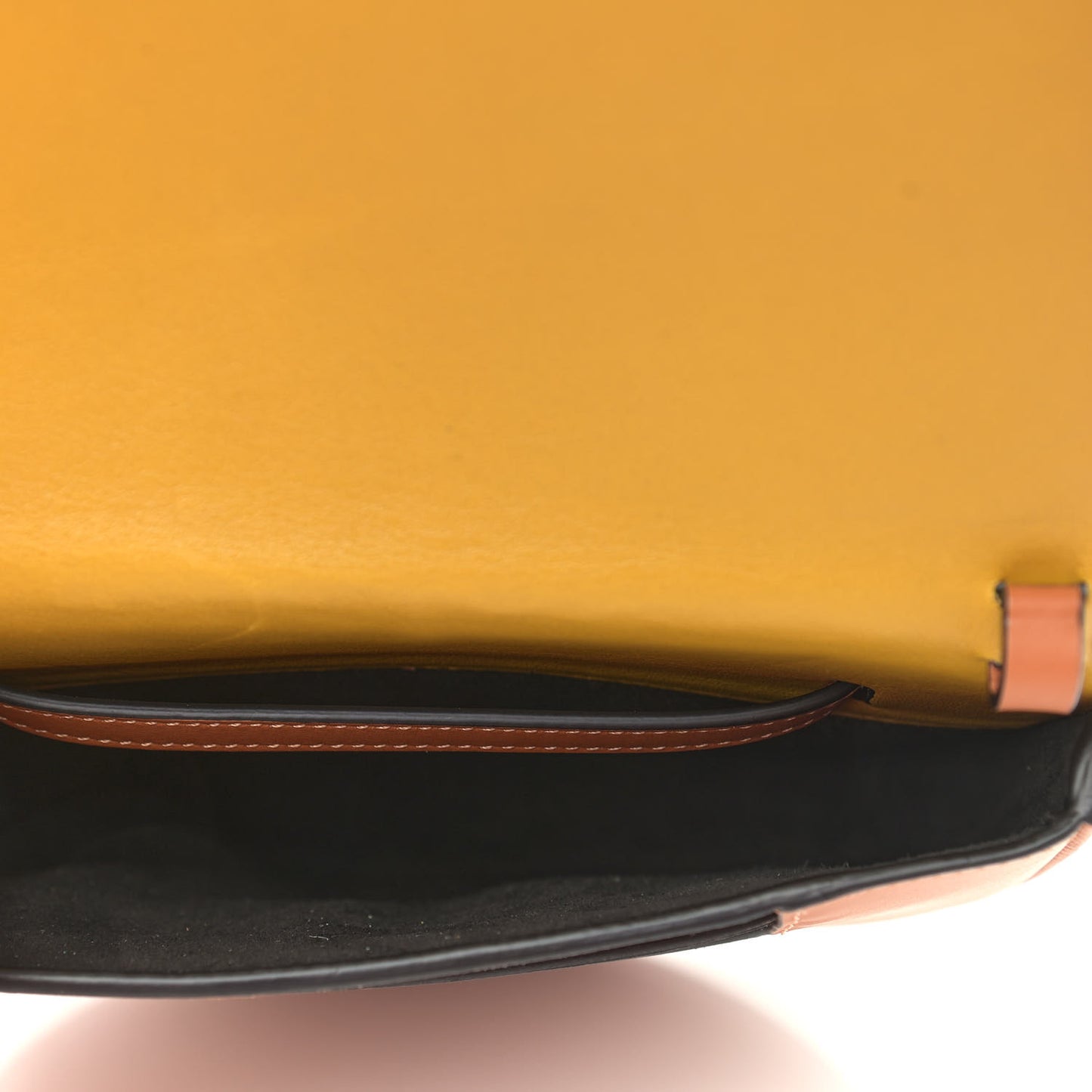 Buffed Calfskin Logo Embossed Small Heel Pouch Tan