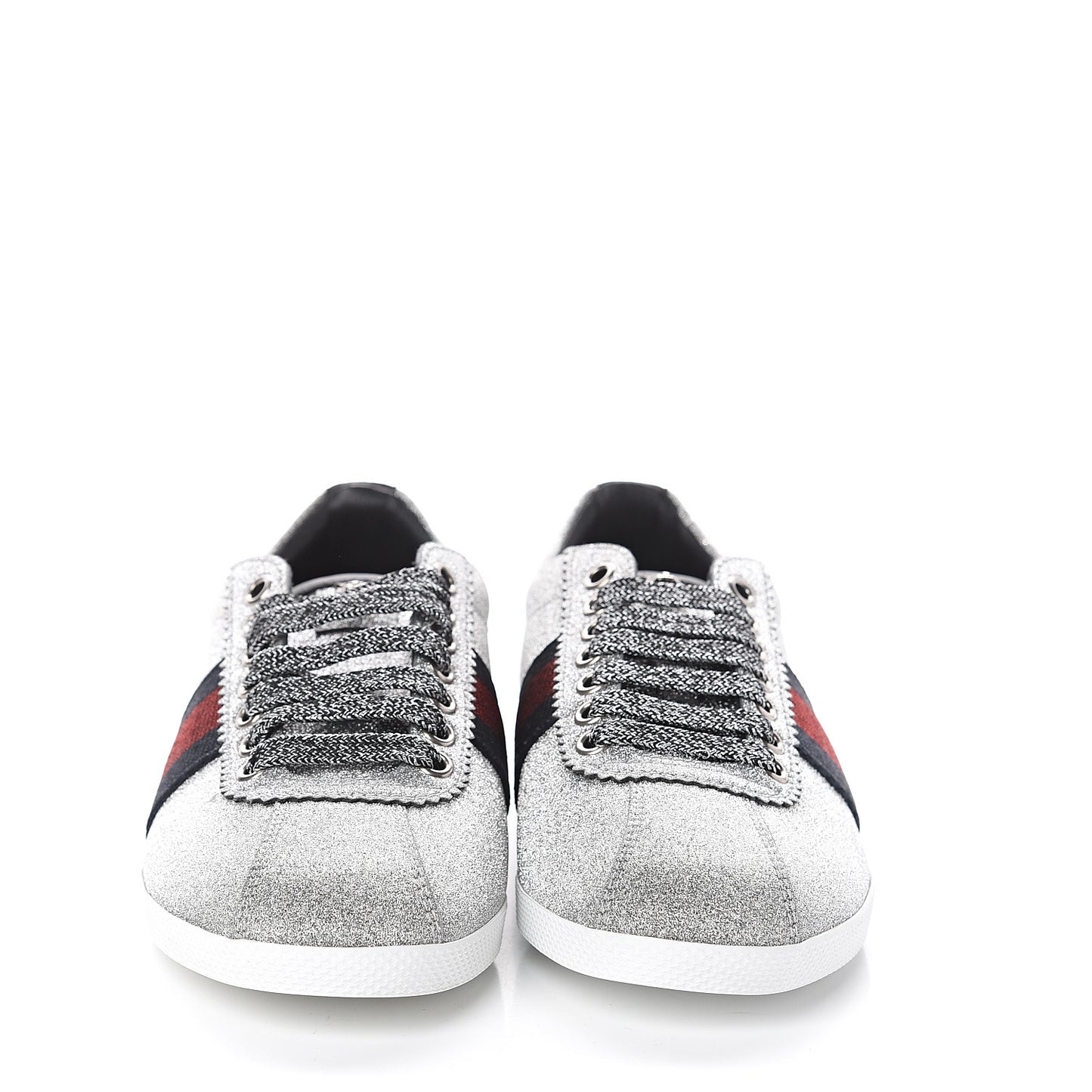Glitter Fabric Studded Web Womens Sneakers 36.5 Silver