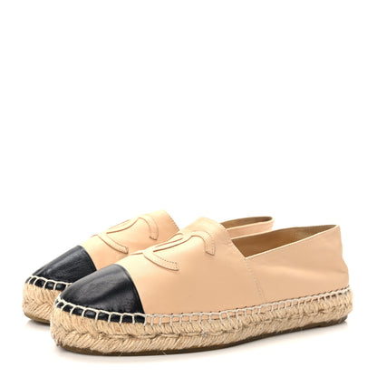 Chanel Lambskin CC Espadrilles 37 Beige Black 3 of 9