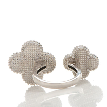 Van Cleef & Arpels 18K White Gold Mother of Pearl Magic Alhambra Between the Finger Ring 53 6.5 4 of 6