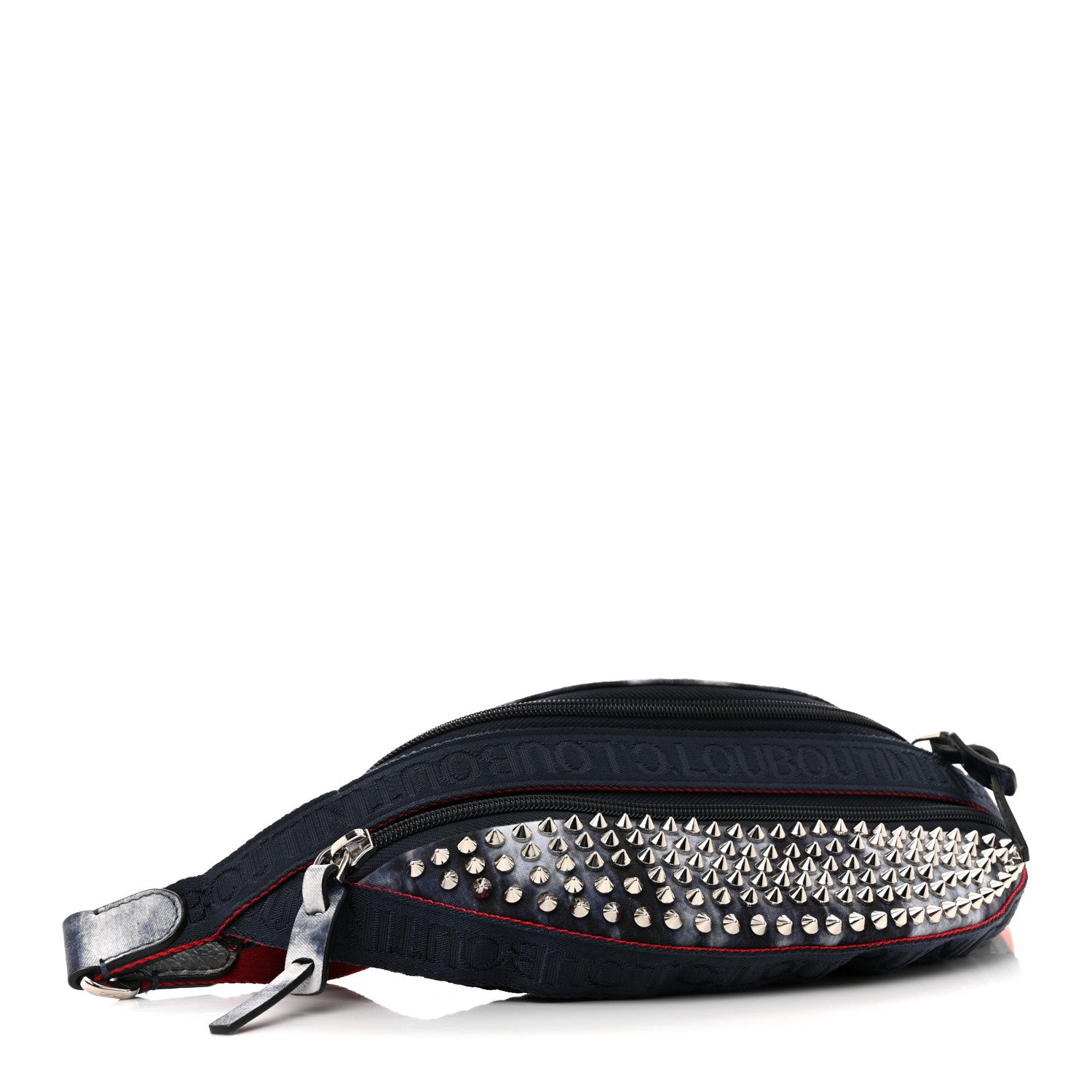 Christian Louboutin Canvas Spiked Paris NYC Belt Bag Blue 1783685