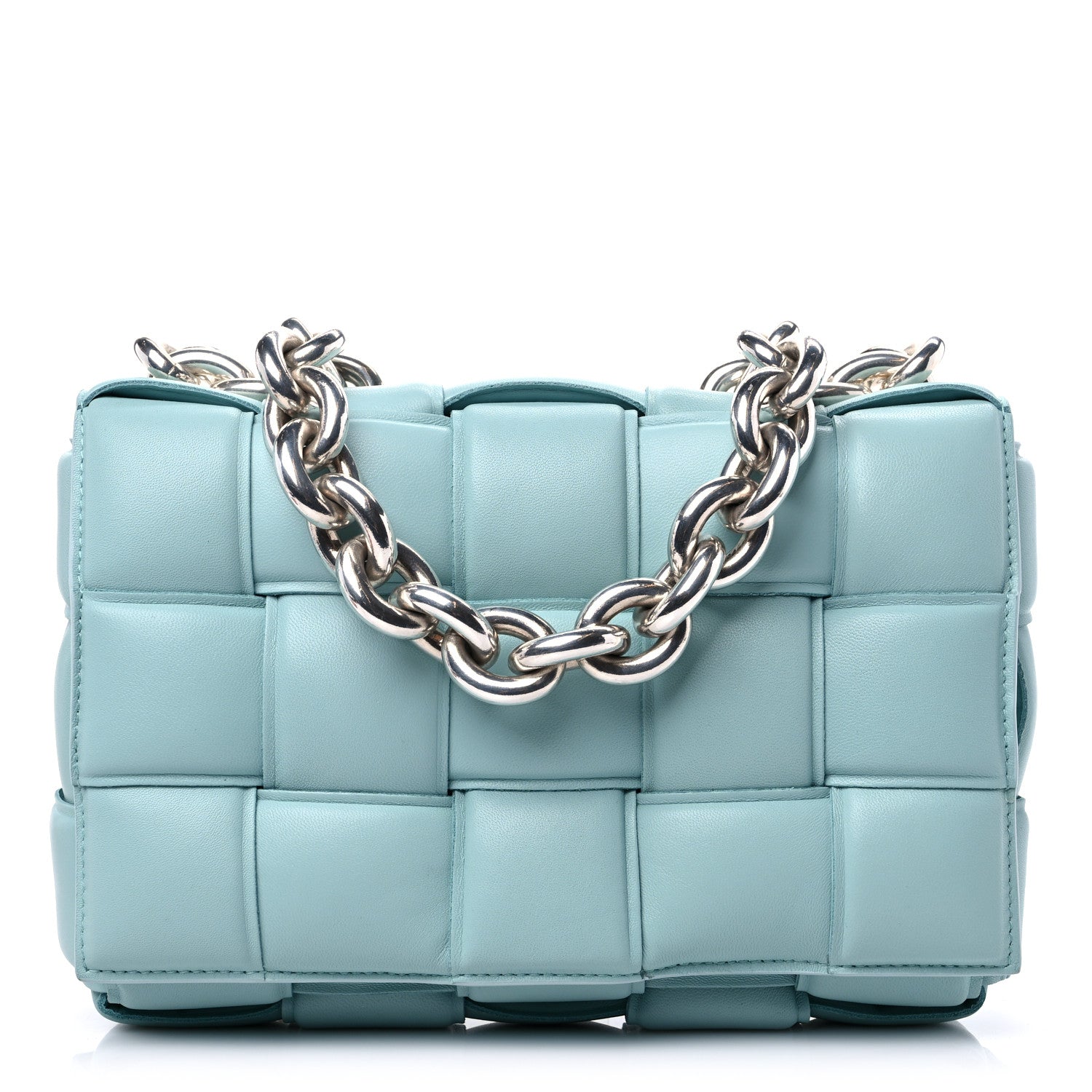 Bottega Veneta Lambskin Maxi Intreccio Padded Chain Cassette Crossbody Bag Spearmint 1 of 8