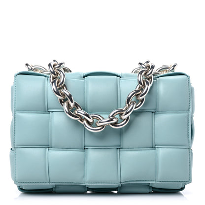 Bottega Veneta Lambskin Maxi Intreccio Padded Chain Cassette Crossbody Bag Spearmint 1 of 8