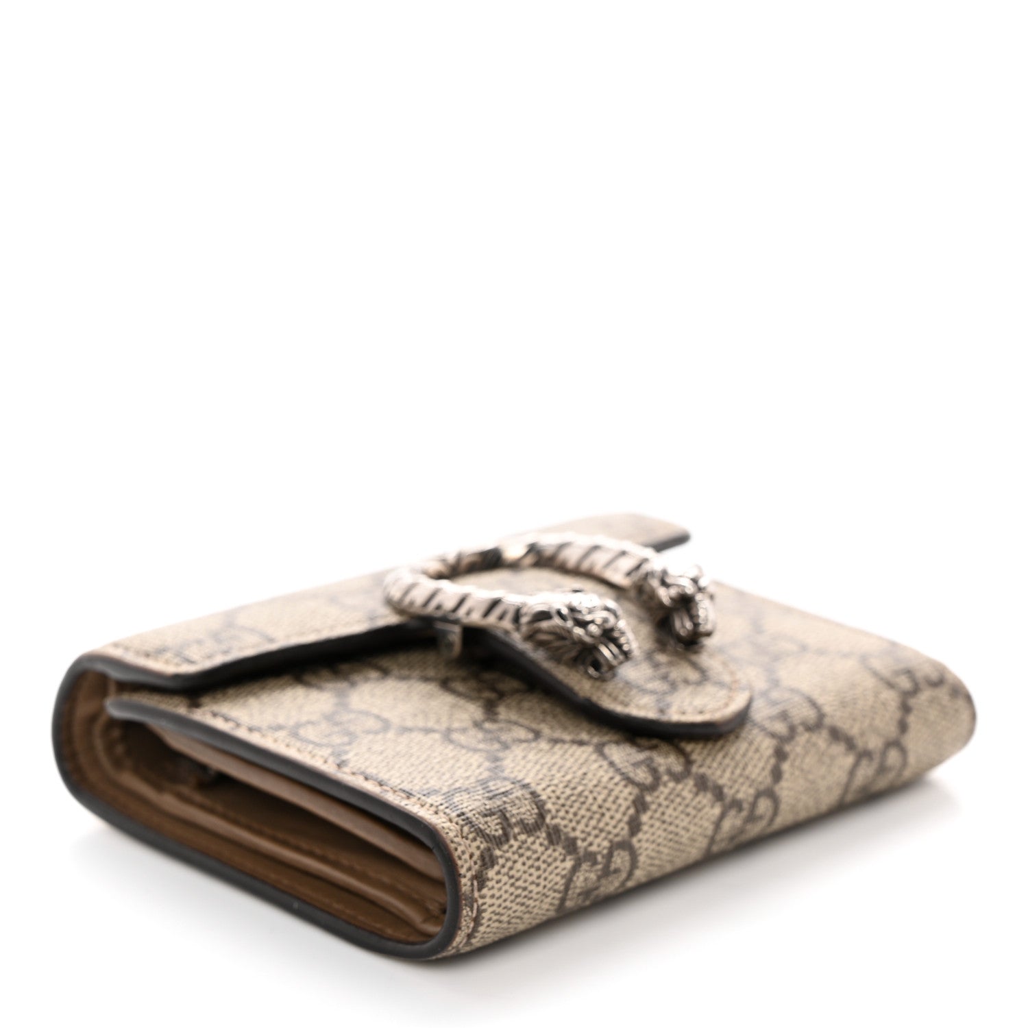Gucci GG Supreme Monogram Dionysus Card Case Wallet Beige Taupe 4 of 14