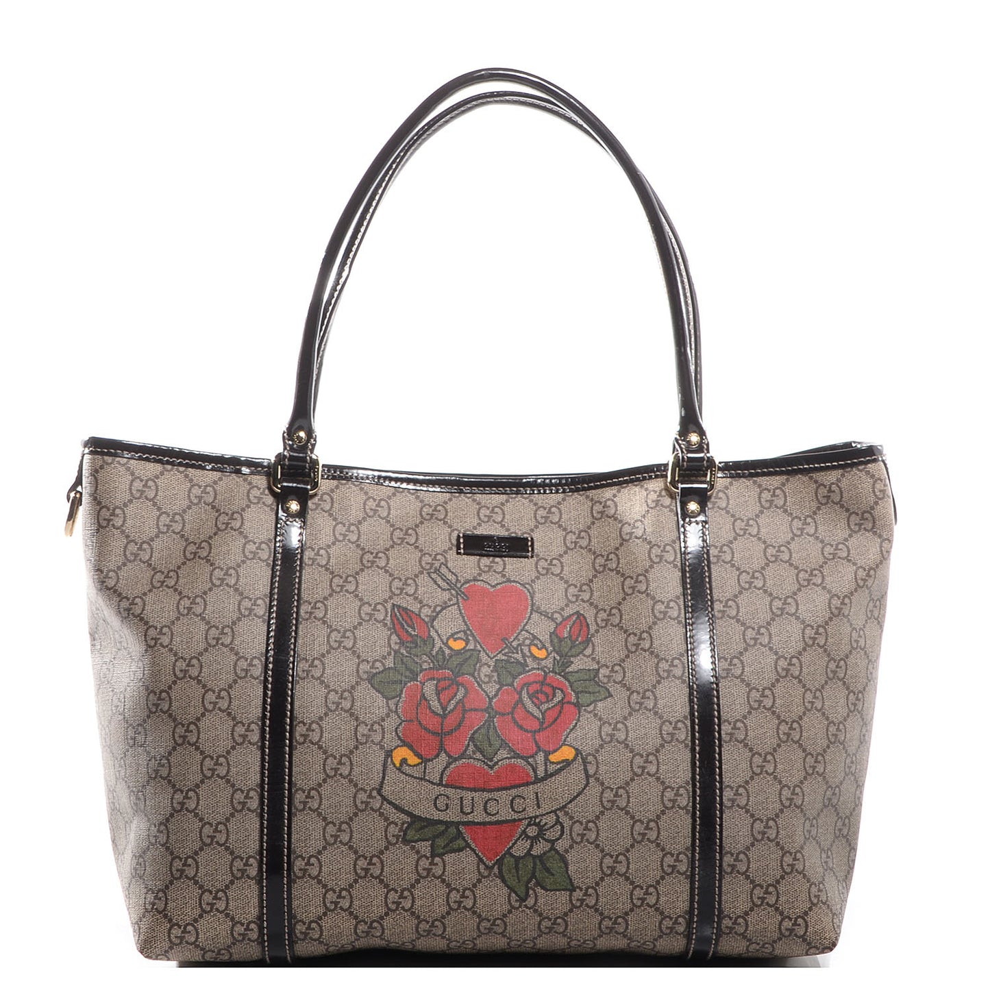 GG Plus Monogram Tattoo Heart Medium Joy Tote Ebony