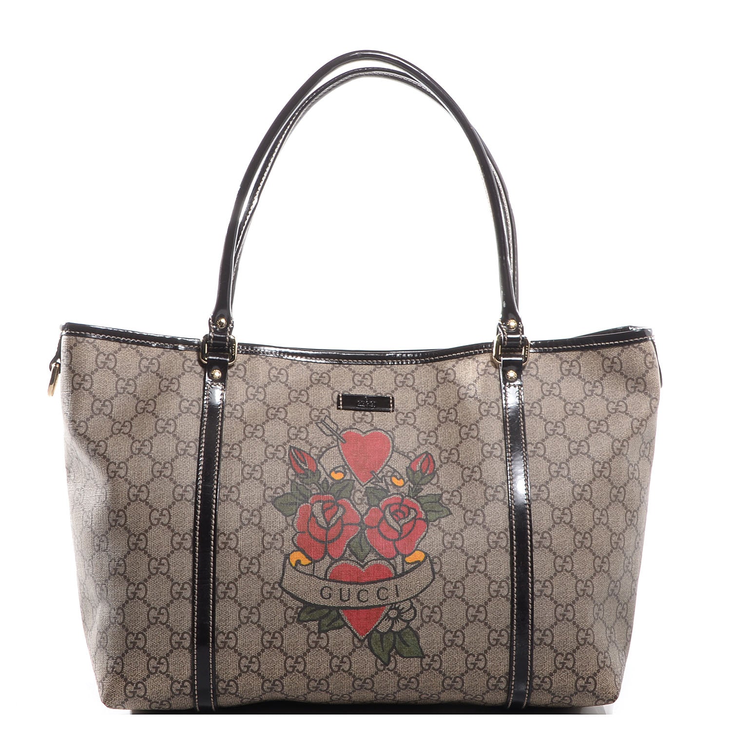 Gucci GG Plus Monogram Tattoo Heart Medium Joy Tote Ebony 1 of 6