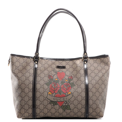Gucci GG Plus Monogram Tattoo Heart Medium Joy Tote Ebony 1 of 6