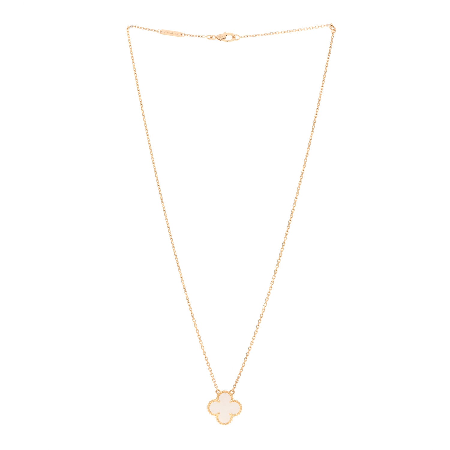 Van Cleef & Arpels 18K Yellow Gold Mother of Pearl Vintage Alhambra Pendant Necklace 3 of 5