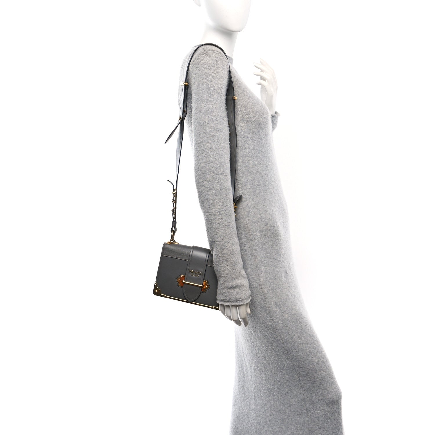 Prada City Calf Saffiano Cahier Bag Marmo 2 of 9