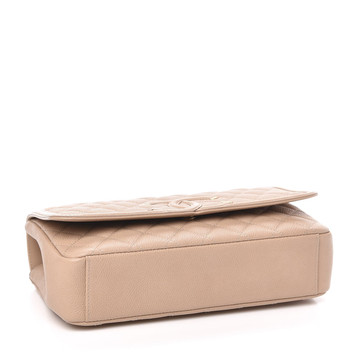 Caviar Quilted Medium CC Filigree Flap Beige