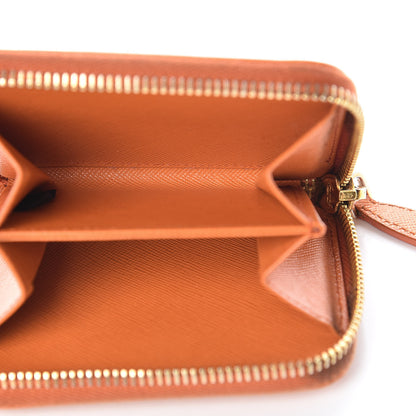 Prada Saffiano Metal Zip Coin Purse Papaya 5 of 17