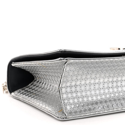 Christian Dior Metallic Patent Micro-Cannage Medium Diorama Flap Bag Silver 8 of 9