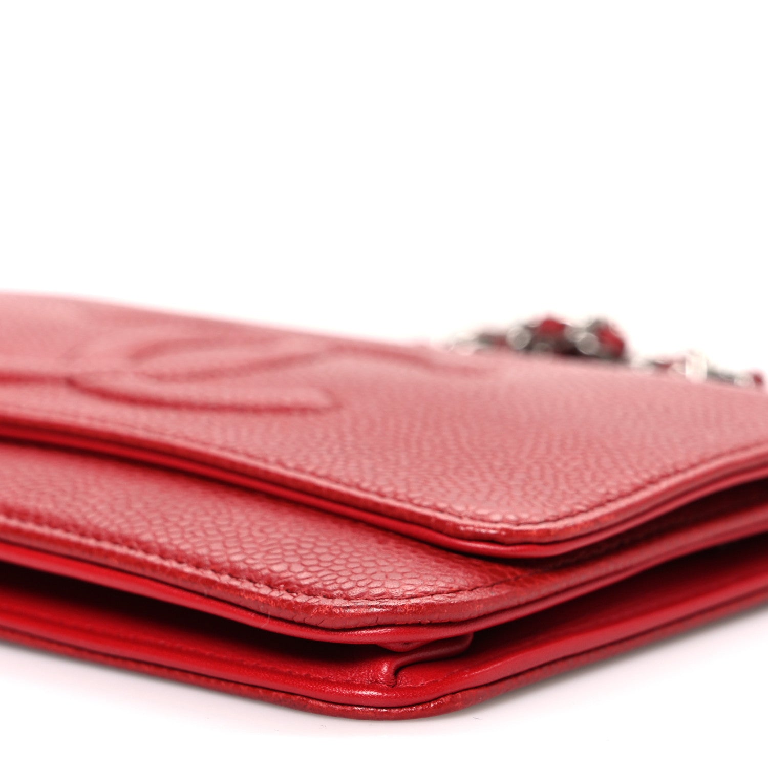 Chanel Caviar Timeless CC Wallet on Chain WOC Red 11 of 11
