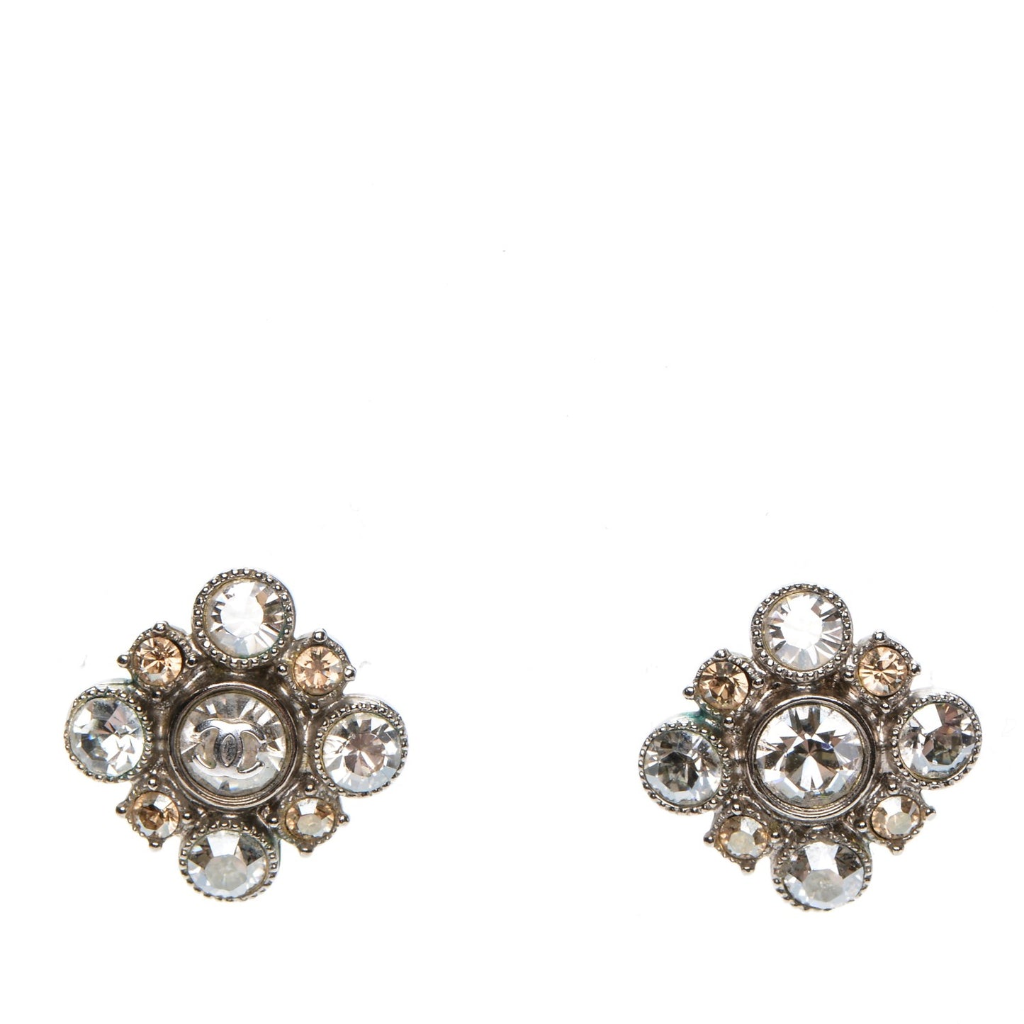 Crystal CC Earrings Silver