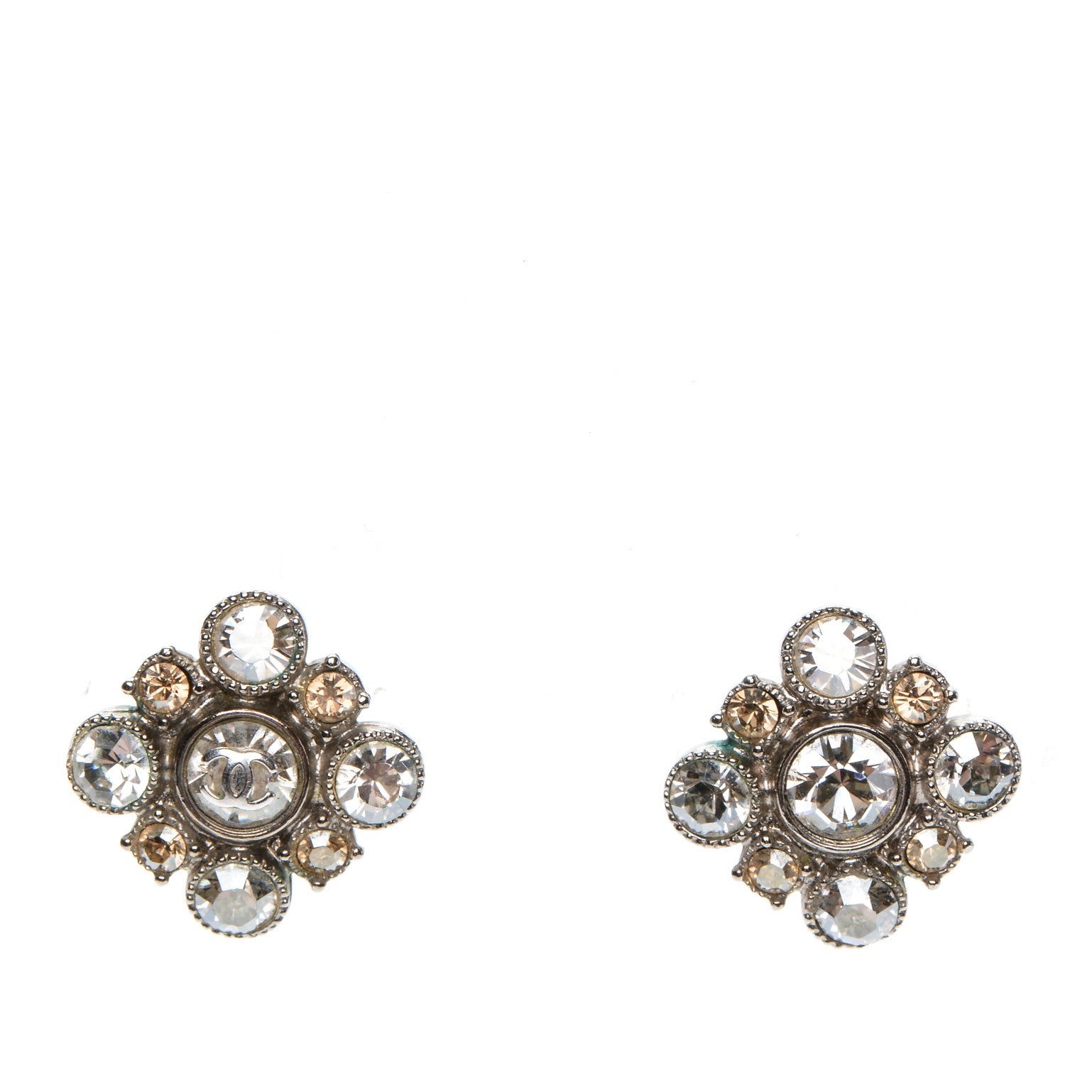 Chanel Crystal CC Earrings Silver 1 of 4