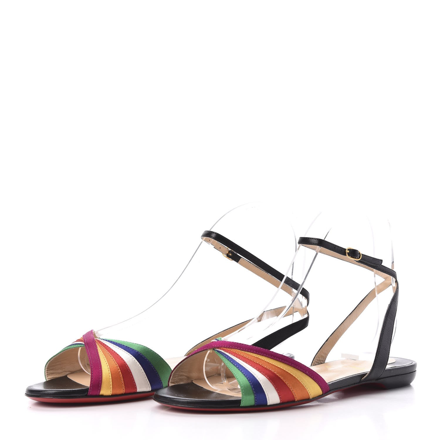 Christian Louboutin Shiny Nappa Naseeba Flat Sandals 37 Black Multicolor 2 of 9