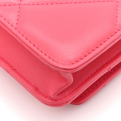 Chanel Lambskin Quilted Chanel 19 Wallet On Chain WOC Dark Pink 15 of 15