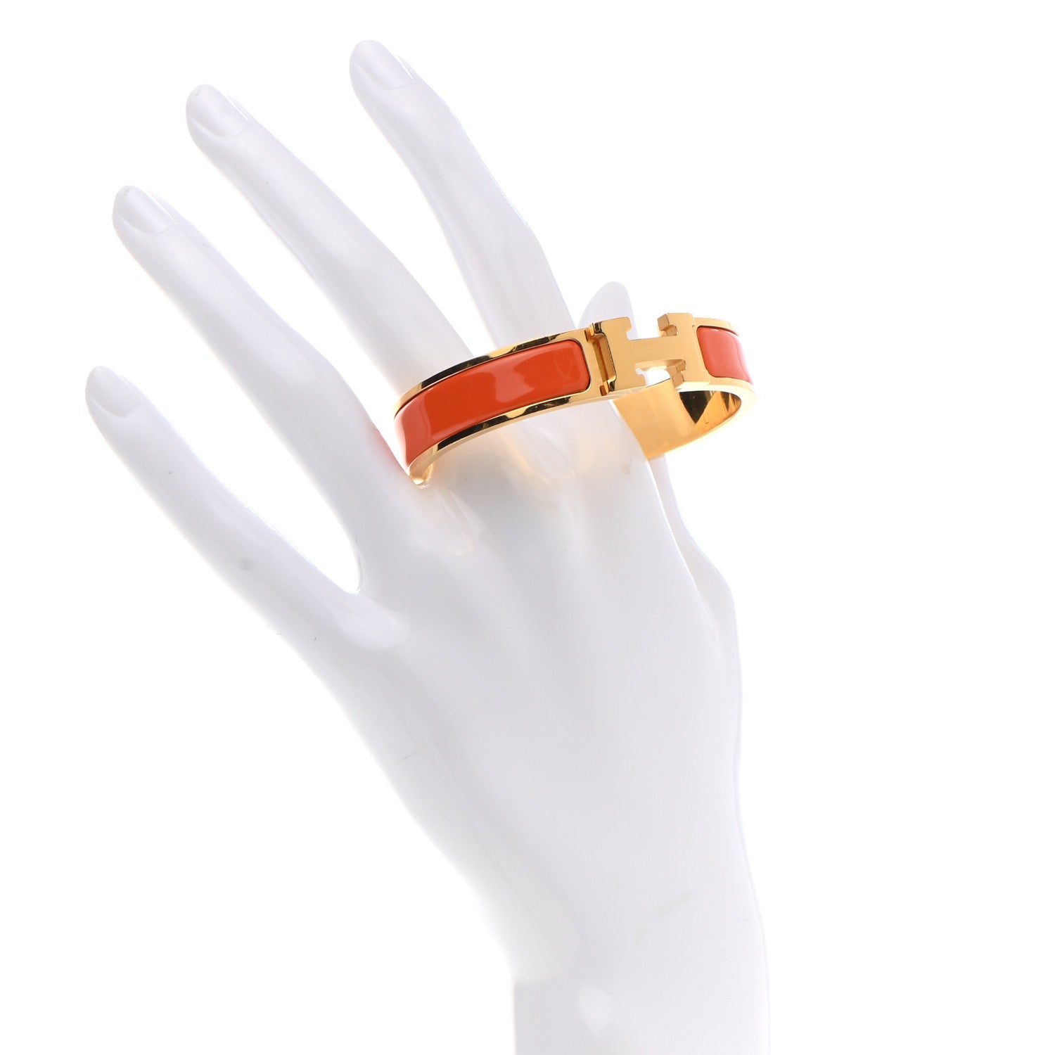 Hermes Enamel Narrow Clic Clac H Bracelet PM Orange 2 of 4