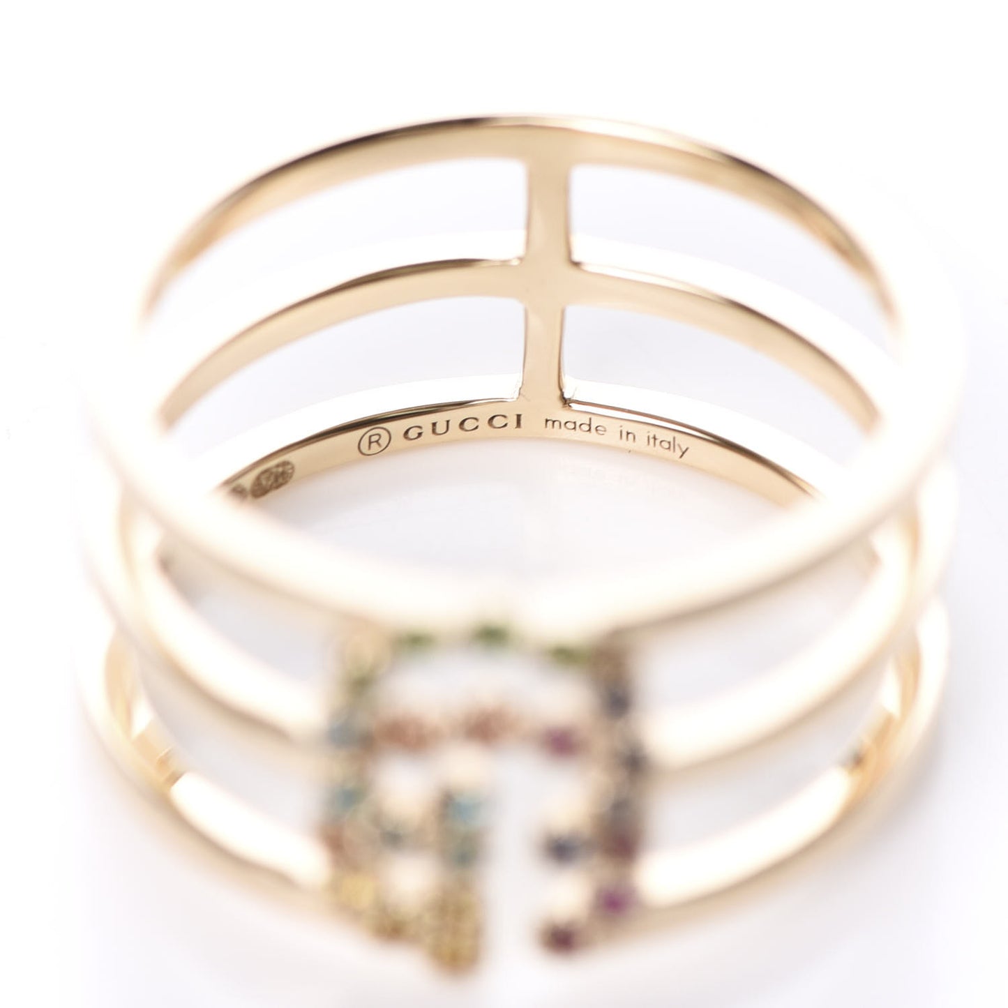18K Yellow Gold Sapphire Topaz Citrine Tsavorite Running GG Ring 55 7.25