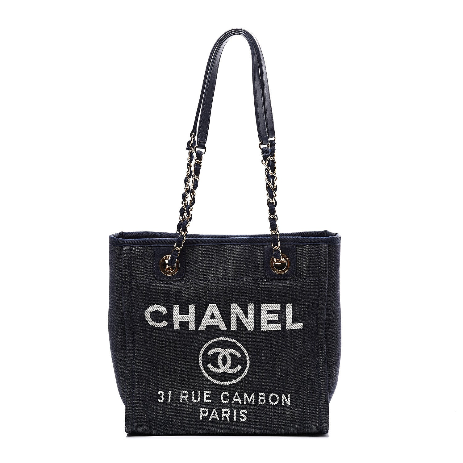 Chanel Denim Mini Deauville Tote Dark Blue 1 of 10