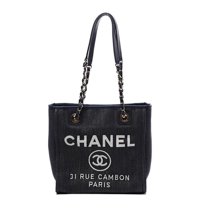 Chanel Denim Mini Deauville Tote Dark Blue 1 of 10