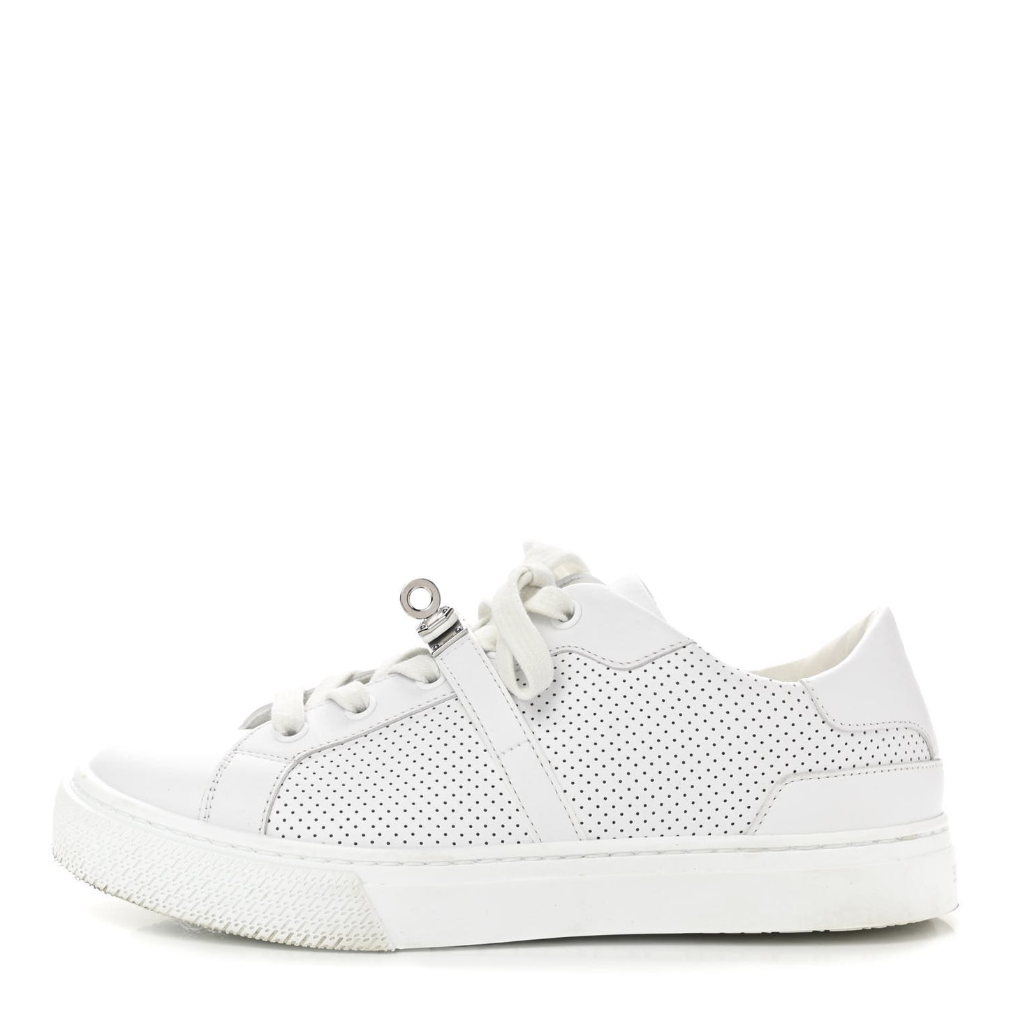 Calfskin Perforated Day Sneakers 36 White