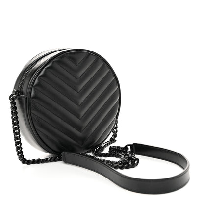 Saint Laurent Calfskin Matelasse Chevron Round Vinyle Camera Bag Black 3 of 10