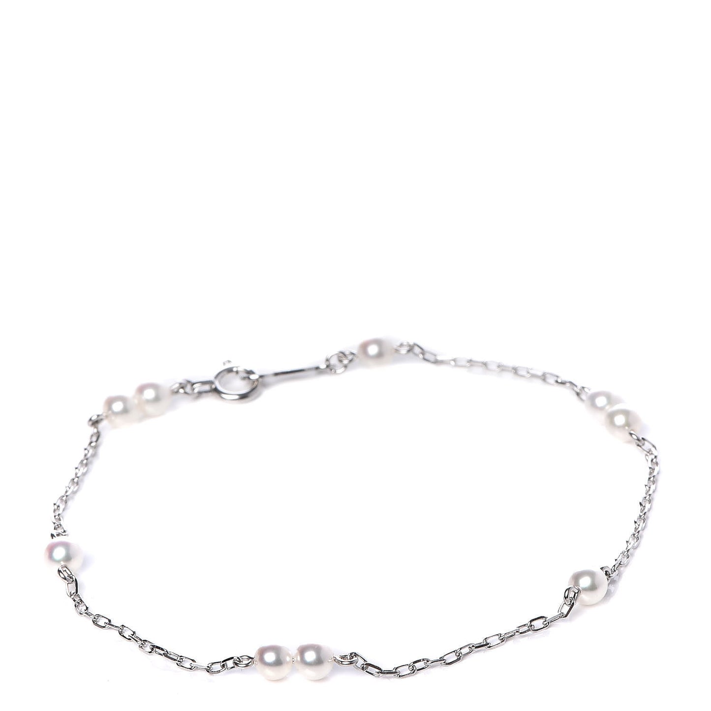 18K White Gold Akoya Pearl 3.5-4mm Station Bracelet