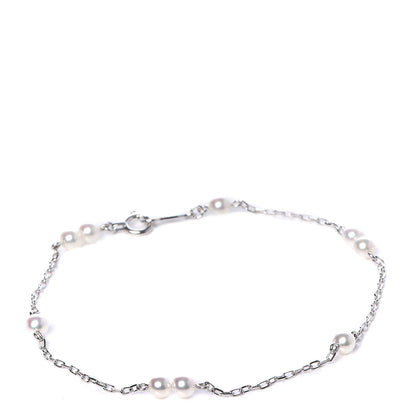 Mikimoto 18K White Gold Akoya Pearl 3.5-4mm Station Bracelet 1 of 4
