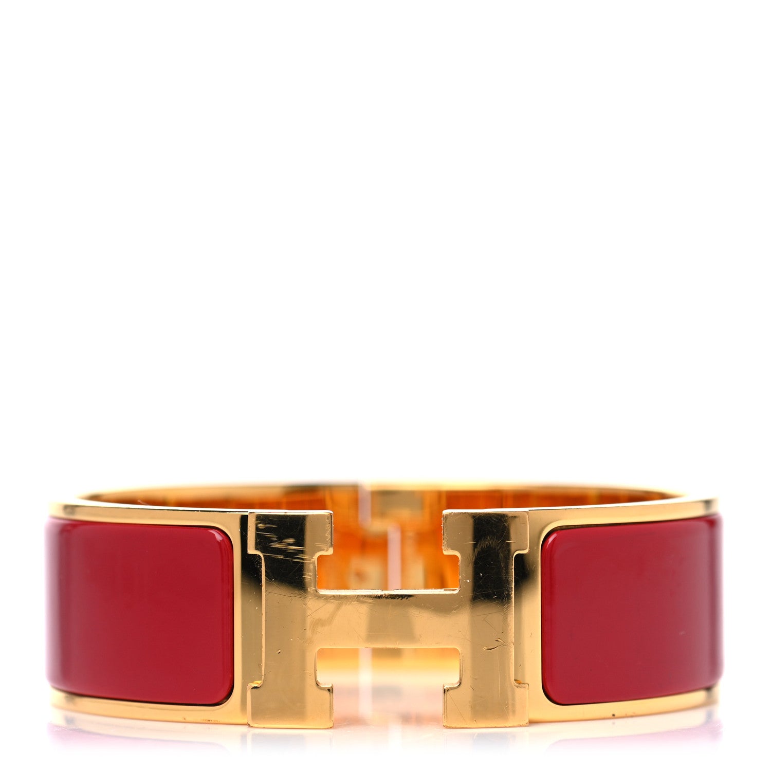 Hermes Enamel Wide Clic Clac H Bracelet PM Red 1 of 5