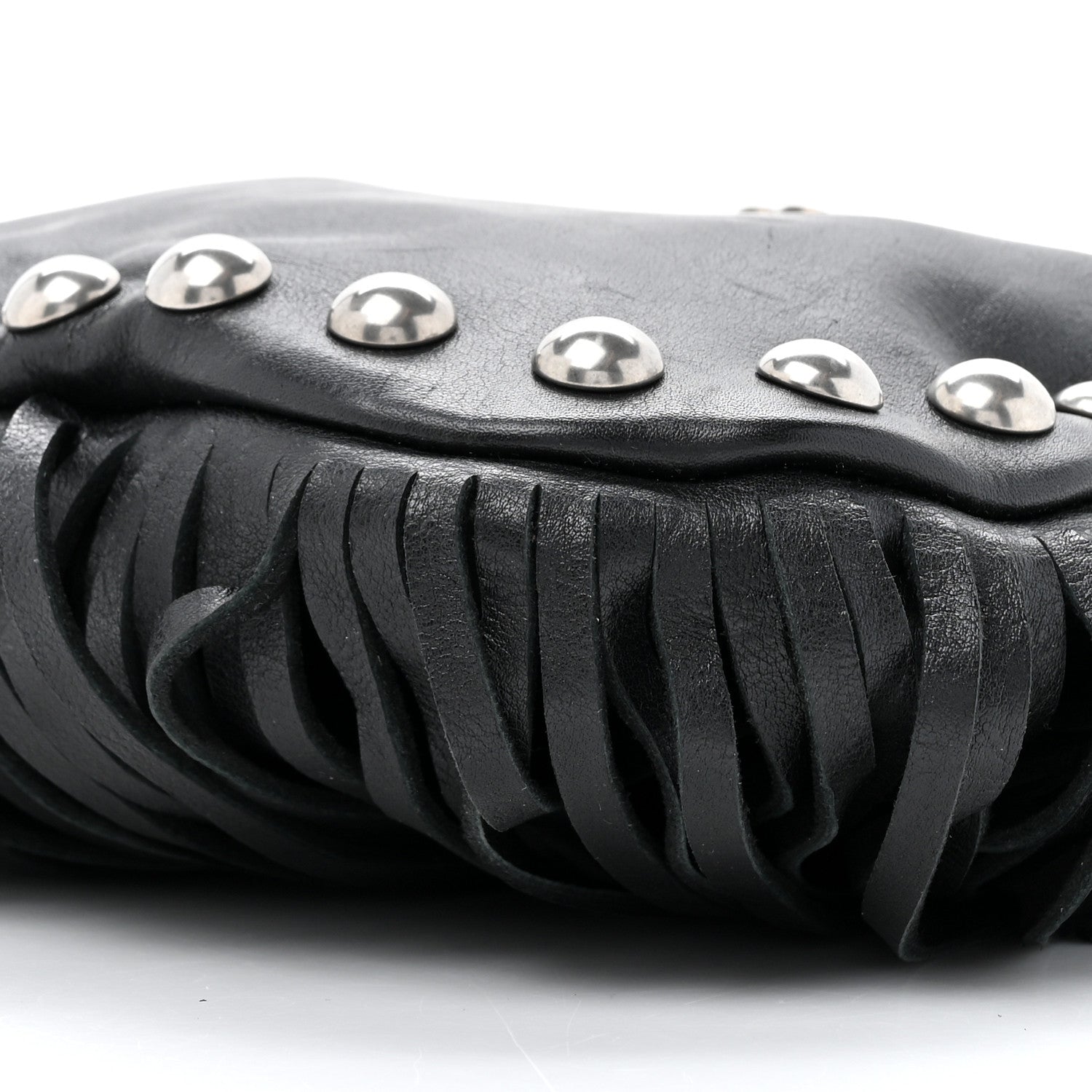 Saint Laurent Calfskin Fringe Small Studded Anita Crossbody Bag Black 9 of 12