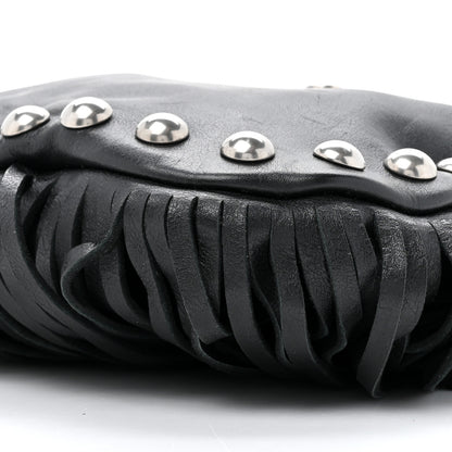 Saint Laurent Calfskin Fringe Small Studded Anita Crossbody Bag Black 9 of 12