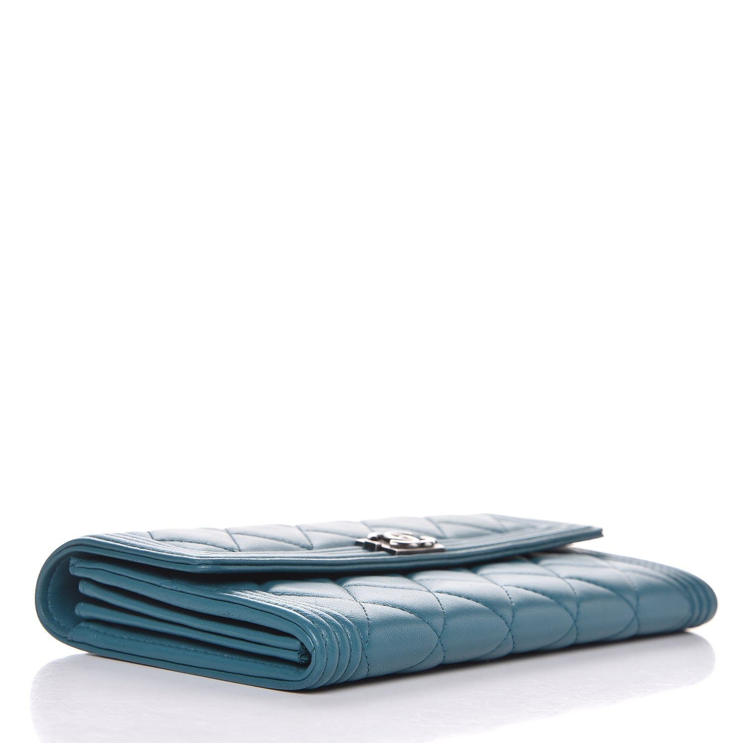 Chanel Lambskin Quilted Boy Flap Wallet Turquoise 4 of 8