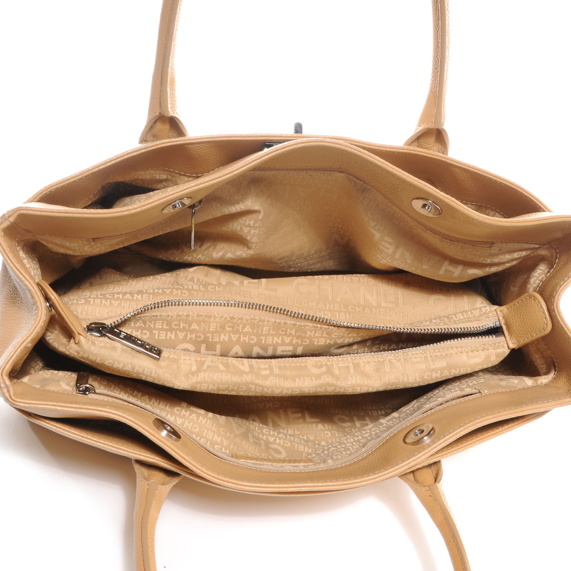 Chanel Caviar Mademoiselle Lock Cerf Shopper Tote Beige 5 of 8