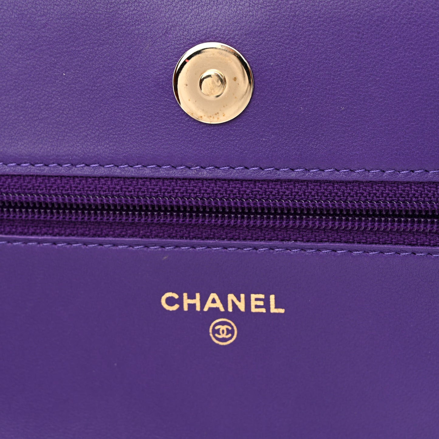Lambskin Quilted Boy Wallet On Chain WOC Purple