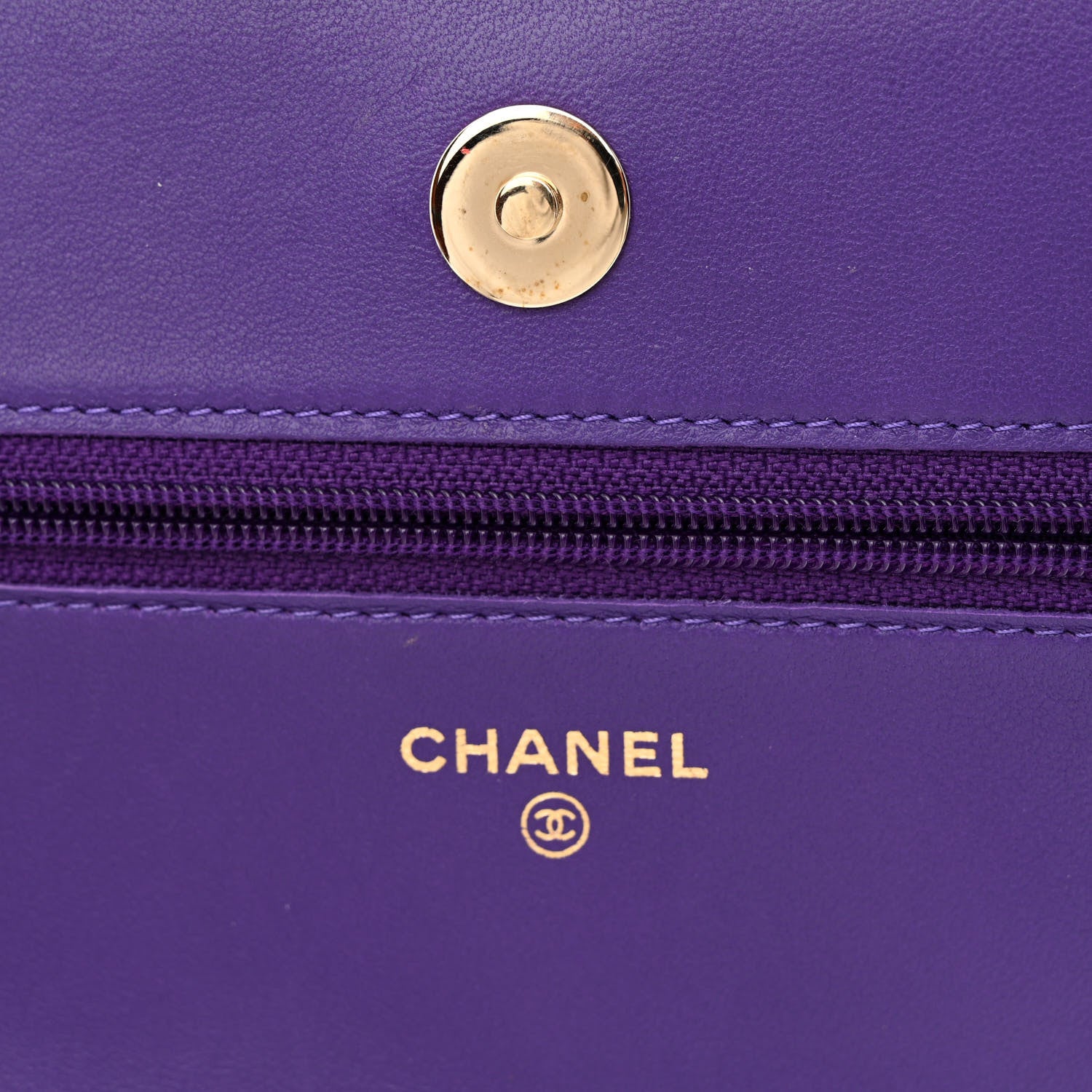Chanel Lambskin Quilted Boy Wallet On Chain WOC Purple 6 of 13