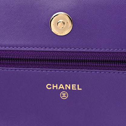 Chanel Lambskin Quilted Boy Wallet On Chain WOC Purple 6 of 13