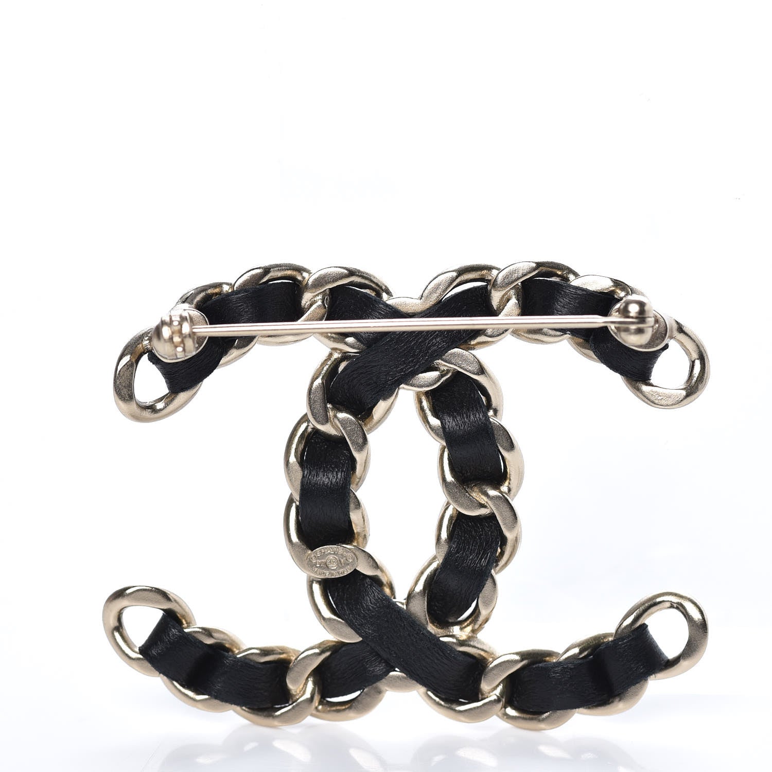 Chanel Lambskin Chain CC Brooch Black Gold 3 of 5