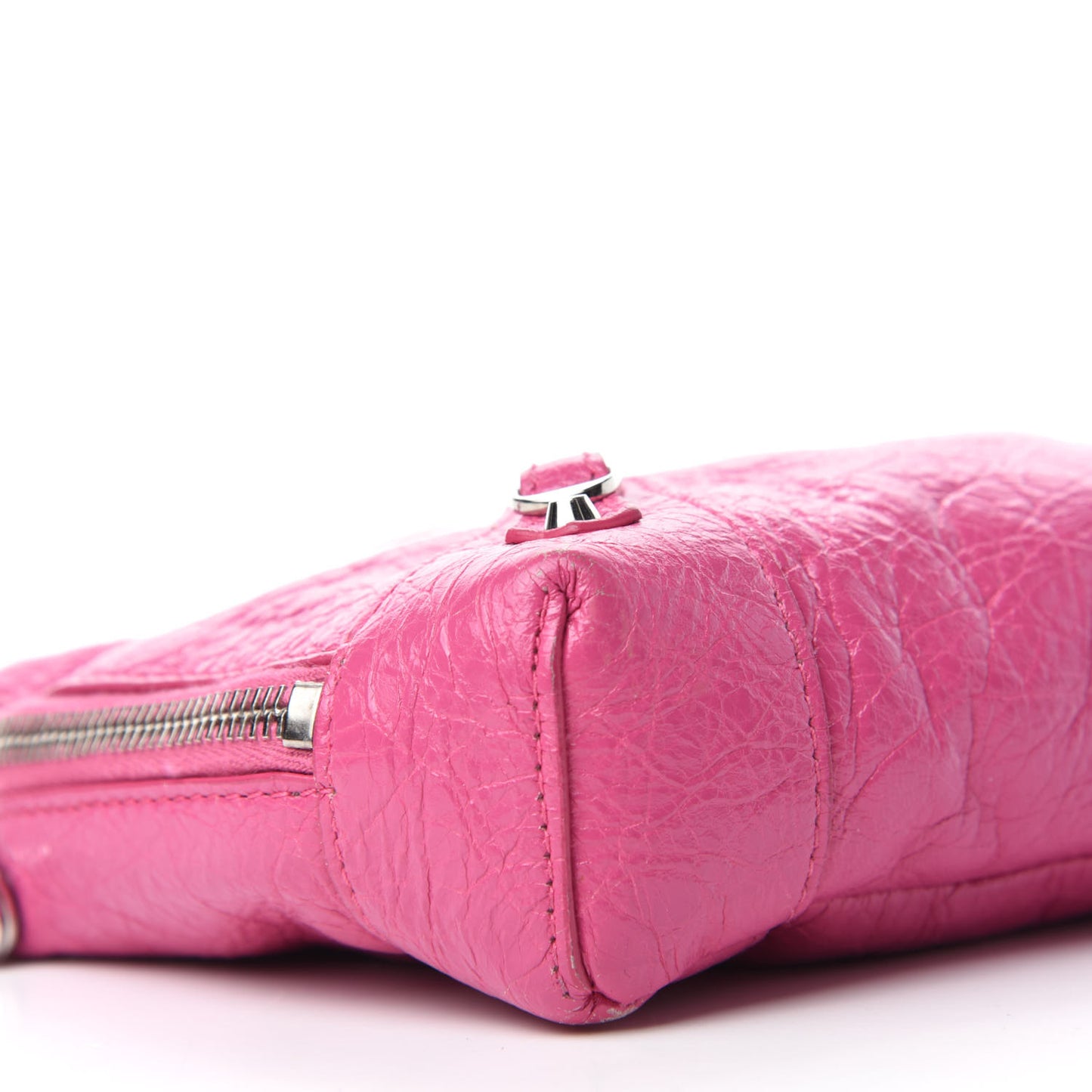 Agneau Arena Classic Silver Hardware XS Reporter Crossbody Rose Flamingo