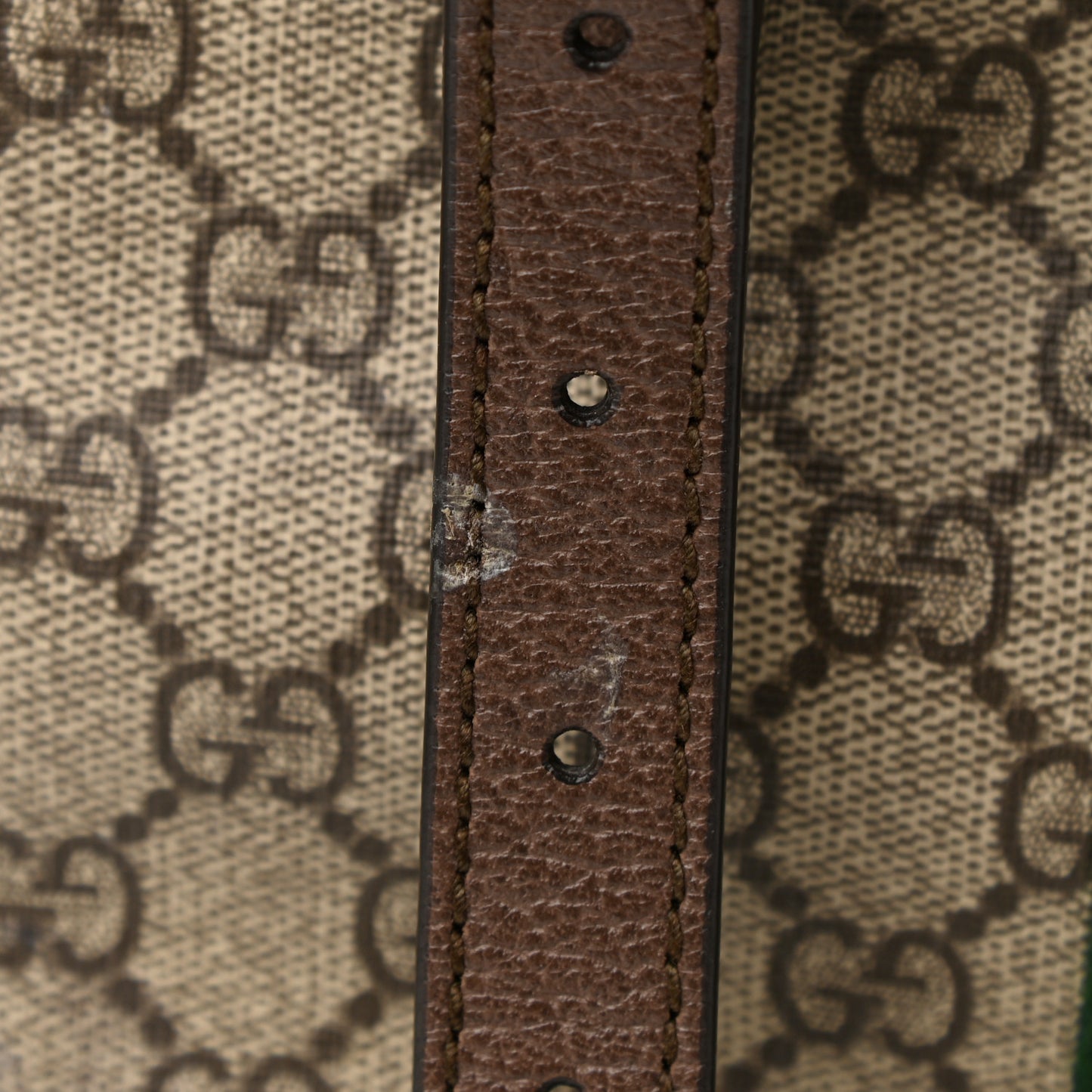 GG Supreme Monogram Medium Ophidia Double Buckle Backpack Brown