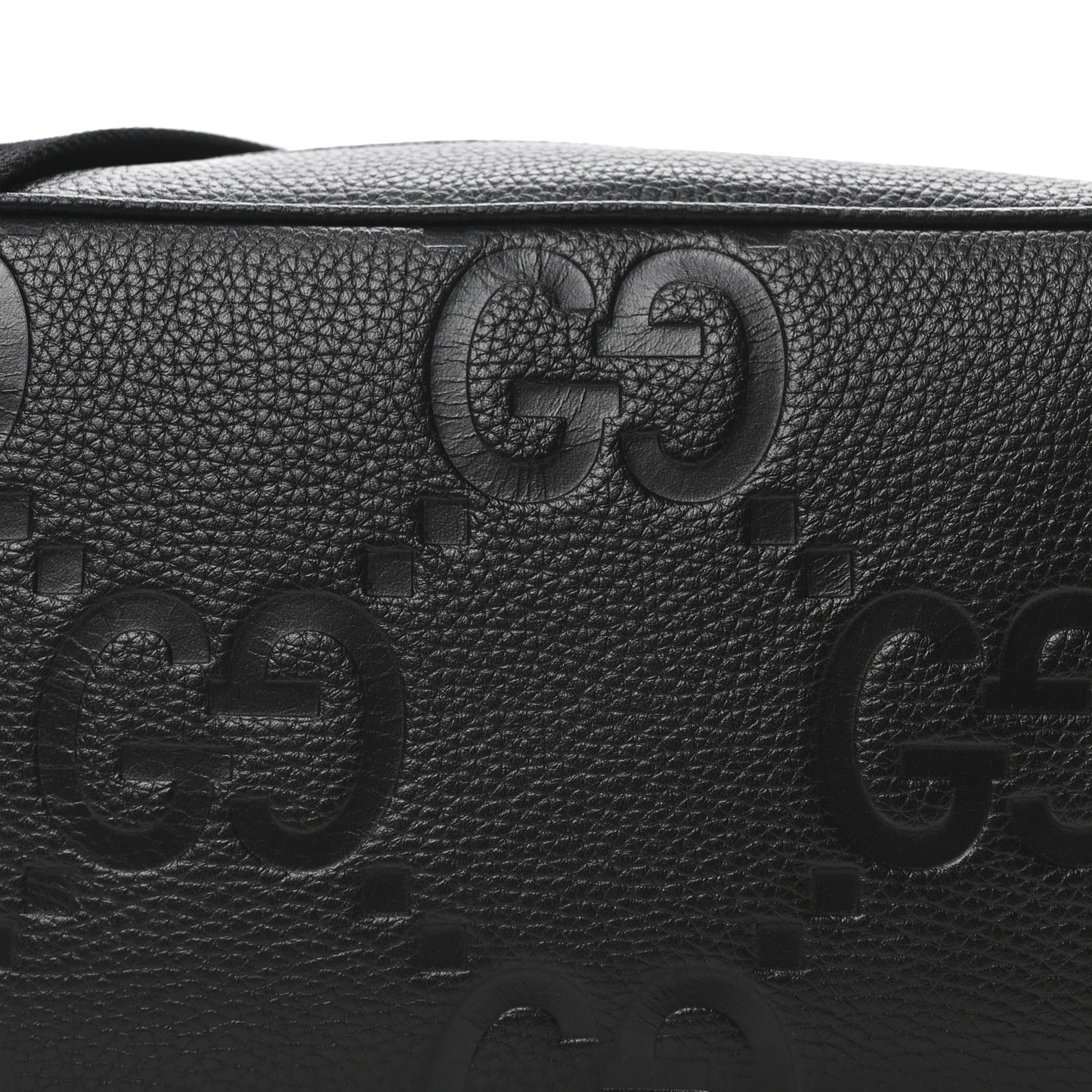 Piuma Calfskin Jumbo GG Embossed Medium Messenger Bag Black