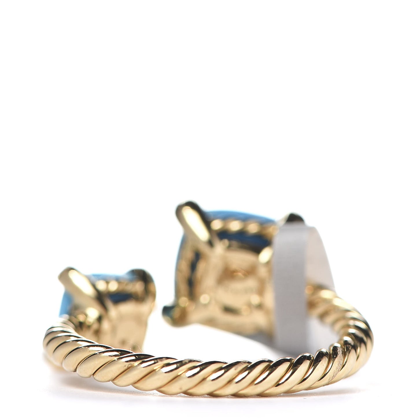 18K Yellow Gold Diamond Turquoise Chatelaine Bypass Ring 53 6.5