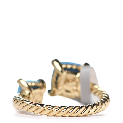 David Yurman 18K Yellow Gold Diamond Turquoise Chatelaine Bypass Ring 53 6.5 3 of 5