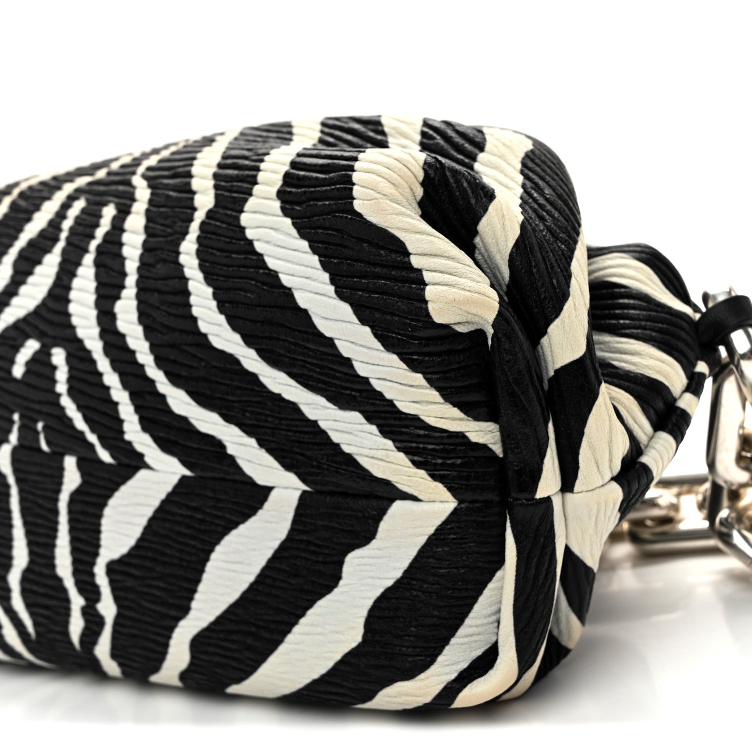 Bottega Veneta Nappa Zebra Print The Pouch Chain White Black 10 of 10