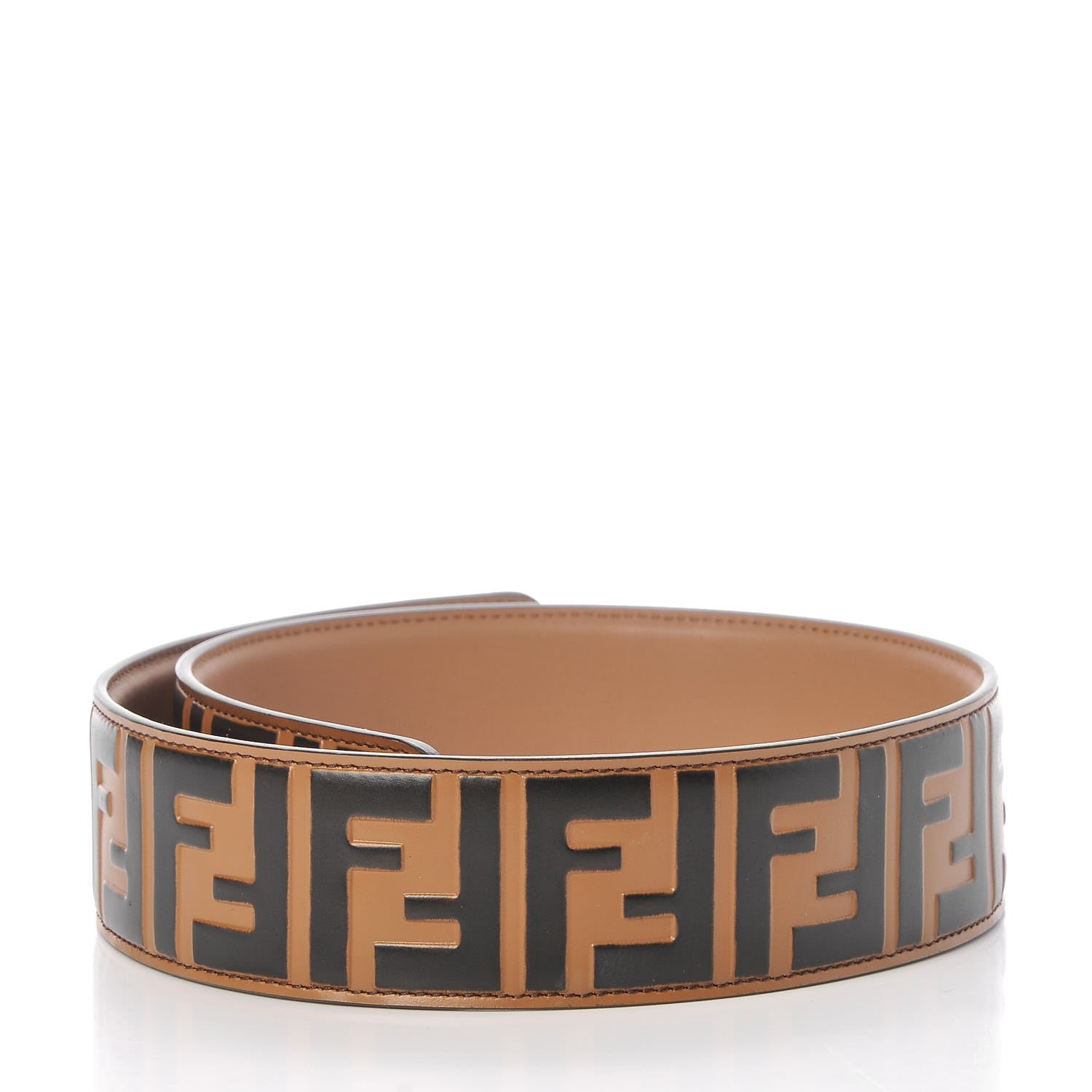 Fendi Calfskin FF 1974 Embossed Strap You Tobacco Black 2 of 6